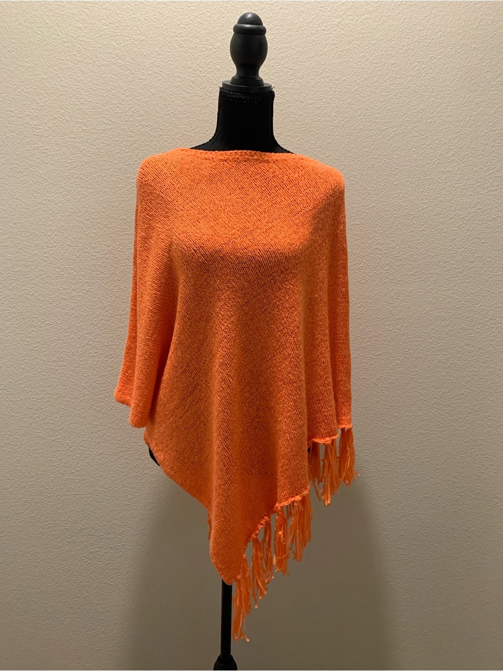 Chico's Bright Orange Fringe Poncho (Size S/M)